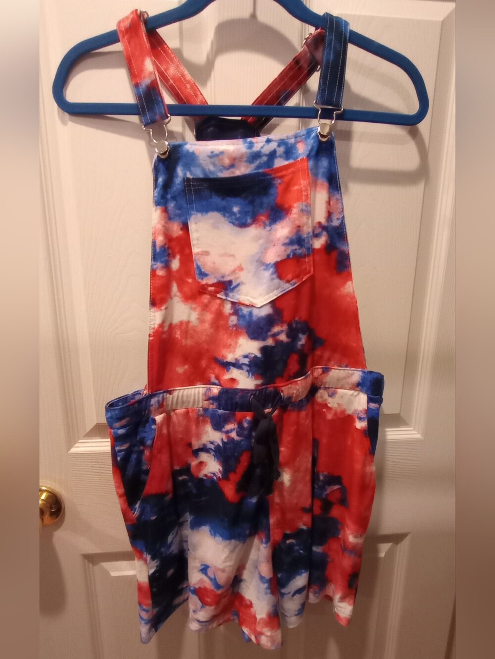 No Boundaries Red, Blue & White Tie-Dye Overall Dress